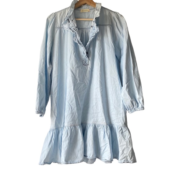 Starkx Chambray Blue Long Sleeve Noah Dress Womens XS - Picture 2 of 5